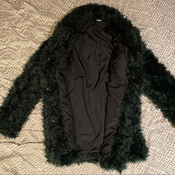 Dark Green Faux Fur Jacket - Picture 2 of 2
